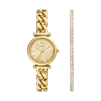 Bild av Fossil dam analog kvartsur med rostfritt stål armband ES5387SET, Guld