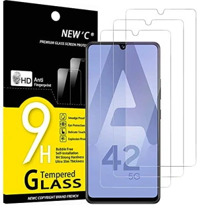 Bild av NEW&#039;C 3 Pack, skärmskydd i glas för Samsung Galaxy A42 5G, bubbelfri, 9H hårdhet, 0,33 mm ultratransparent, ultrabeständigt härdat
