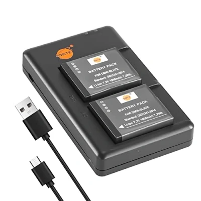Bild av DSTE 2 st DMW BLH7E (1 000 mAh/7,2 V) batteriladdarset kompatibel med Panasonic Lumix GM1 DSC kamera