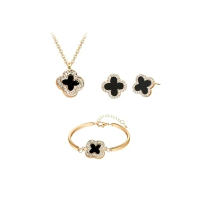 Bild av Hanaoops Smyckeset för kvinnor, kubisk zirkonia, fyrklöver, hänge, halsband, knoppörhängen, armband, set, elegant, mode, justerbara bröllopssmycken bruden, Metall