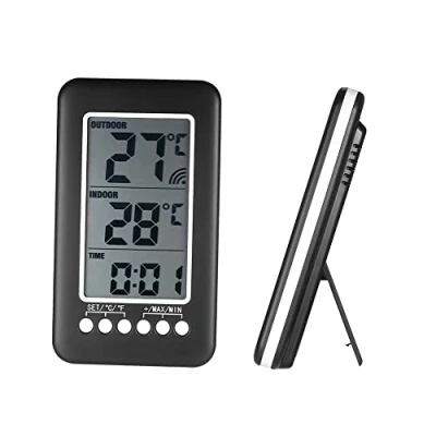 Bild av Geevorks 2 i 1 trådlös inomhus och utomhustermometer klocka LCD termometer ℃ / ℉ inomhus/utomhus digital temperaturmätning med sändare