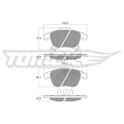 Bild av TOMEX brakes TX 17 75 Jeu de plaquettes frein Essieu avant avec indicateur d&#039;usure FORD: S Max Mk2, Mondeo 5, 5 Kombi