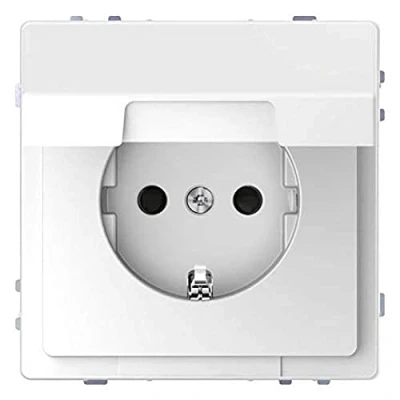 Bild av Schneider Electric Merten MEG2310 6035 SCHUKO uttag med gångjärnslock, kontaktskydd, jordkontaktuttag, lotusvit, systemdesign