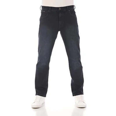 Bild av Wrangler herrjeans regular fit Texas stretch byxor autentiska raka jeans denim bomull svart blå grå w28 w29 w30 w31 w32 w33 w34 w36 w38 w40 w42 w44, Rökblå (Wss1lr90b), 36W x 30L