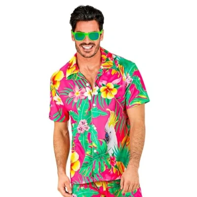 Bild av WIDMANN MILANO Partymode Hawaii skjorta, kortärmad blommor, Aloha, strandfest, utklädnad