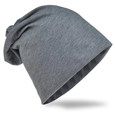 Bild av Jersey slouch beanie, lång mössa, unisex, enfärgad, herr, dam, mörkgrå, en storlek