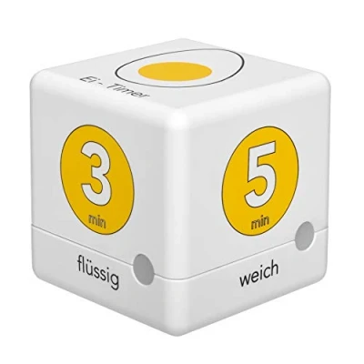 Bild av TFA Dostmann Cube digital Ägg Timer, äggtimer, korttidstagare, ägg kokning, frukostägg, 38.2041.07, äggväckarklocka, kökstimer, vit, gul
