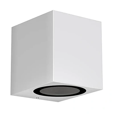 Bild av ledscom.de vägglampa ALSE för utomhusbruk, IP54, downlight, vit matt, kantig, 1x GU10 max. 35W, utomhusbelysning, vägglampa, väggbelysning, Gu10,