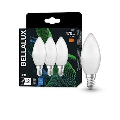 Bild av BELLALUX LED lampa, E14 bas, matt optik ,Kallvitt (4000K), 470 Lumen, ersätter 40W belysningsmaterial icke dimbar, 3 Pack