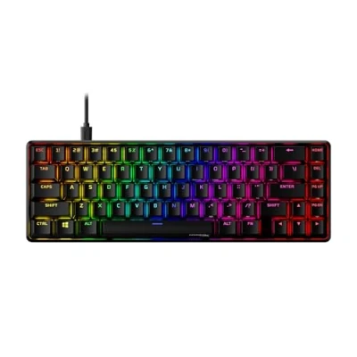 Bild av HyperX Alloy Origins 65 mekaniskt speltangentbord ultrakompakt 60% formfaktor Red Aqua (taktil) Double Shot PBT tangenter, svart