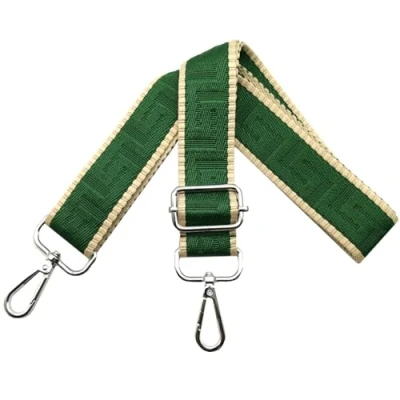 Bild av axelrem för väska fickremmar ombyte, justerbar väskrem bred 3,8 cm med silver karbinhake fickband bärrem handväskor dam, grön, K4