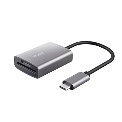 Bild av Trust Dalyx Snabb USB kortläsare av aluminium med C port, port 3.2 Gen. 1 anslutningstyp C, (mikro) SD, SDHC och SDXC upp till 2 TB, PC, MacBook, Chromebook, bärbar dator