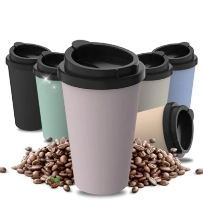 Bild av Termosmugg kaffe to go tillverkad av ekologisk plast kaffemugg 350 ml BPA fri och 100 % återvinningsbar i Tyskland, dryckesbägare med lock, för kontor, bil, skola mycket