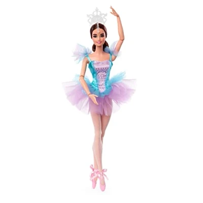 Bild av Barbie Signature Ballet Wishes docka (brunett, 30,5cm), ställbar, klädd i balettdräkt, balettkjol, tåspetsskor och tiara, för barn från 6 år, HCB87, Flerfärgad