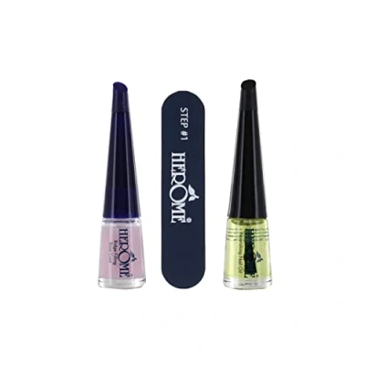 Bild av Herome Manikyrset (Nail Essentials Set) Gul (resestorlek/mini hemma kit) Inga mer matta, torra eller räfflade naglar. Kommer att få dina naglar glänsa igen!