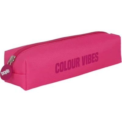 Bild av Dohe Enkelt skolpennfodral 1 fack, rektangulärt multifunktionspennfodral, 21x6x6 cm, dragkedja, tillverkad av slitstark polyester COLOR VIBES Rosa