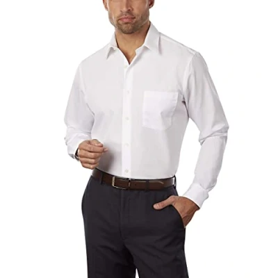 Bild av Van Heusen herrklänning skjorta anpassad poplin solid, Vitt, 17 Neck / 32 33 Sleeve