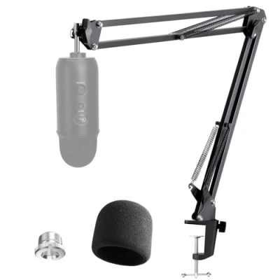 Bild av Blue Yeti Mic Stand with Pop Filter Suspension Boom Arm Foam Cover Vindruta för och Pro Microphone från YOUSHARES