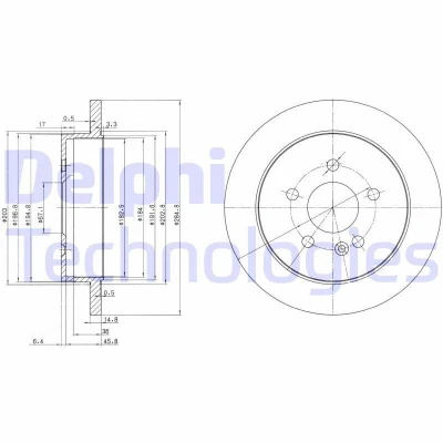 Bild av DELPHI BG3398 Disque de frein 285 15 5 plein huilé non traité sans roulement roue, bague ABS MERCEDES BENZ: Classe ML