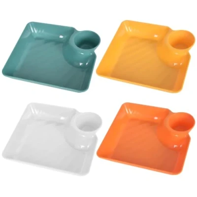 Bild av Colexy 2 i 1 snackskål och dippskålar, serveringsplattor, 4 stycken pommeskålar med dippskål, serveringsbrickor 18,7 x 17 cm tapasskålar, serveringsskålar set för förrätter, dips snacks
