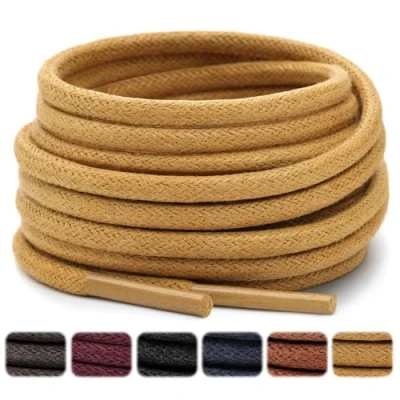 Bild av Stepace Runda vaxade skosnören [2 par] slitstarka skoband för kostymskor,ca 2,53 mm i diameter,66 cm 135 längd ljusbrun 86