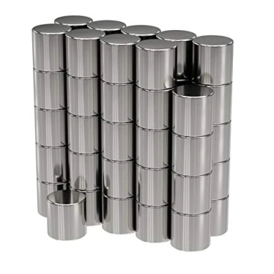 Bild av 50 x neodymmagneter, skiva diameter Ø 1 mm tjock nickelpläterad (NiCuNi) ca. 0,03 kg drag Paket med cirkulära magneter N45
