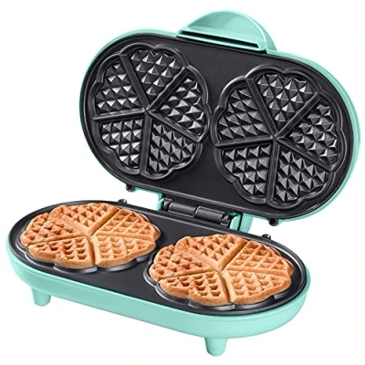 Bild av Bestron Dubbel våffeljärn för klassiska hjärtformade våfflor, med non stick beläggning, Sweet Dreams Collection, Färg: Mint