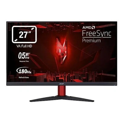 Bild av Acer Nitro KG272S3 spelmonitor 27 tum (69 cm skärm) Full HD, 180 Hz, upp till 0,5 ms (GTG), 2xHDMI 2.0, DP 1.2, FreeSync Premium, svart,UM .HX2EE.301