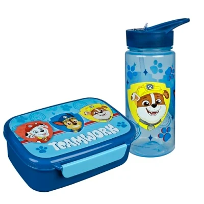 Bild av Scooli Paw Patrol barnporslin, presentset set bestående av matlåda och drickflaska perfekt för skolan eller dagis barn från 4 år plast BPA fri