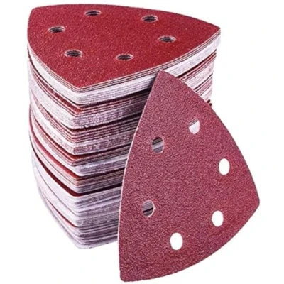 Bild av Delta sliptrianglar │ 72 stycken 6 håls 93 x mm 12 korn 40/60/80/120/180/240 │för deltaslipmaskin slipblad Kardborreband slipdynor