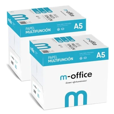 Bild av A5 80 gr, 10 pack med 500 ark, multifunktionspapper för bläckstråle och laserskrivare, ark 148 x 210 mm, perfekt kontoret hemmet, m office (5 000 ark)