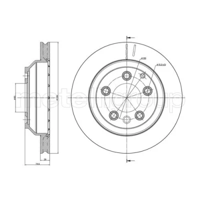 Bild av METELLI 23 0883C Disque de frein 330,0 28,0 5 85,0 ventilé peint PORSCHE: Cayenne, VOLKSWAGEN: Touareg I, II, AUDI: Q7