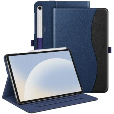 Bild av Fintie Fodral för Samsung Galaxy Tab S9 FE 10,9 tum/Tab 11 tum 2023 surfplatta, multivinkel folio, skyddsfodral med dokumentfack och automatisk sömn/väckningsfunktion, mörkblå