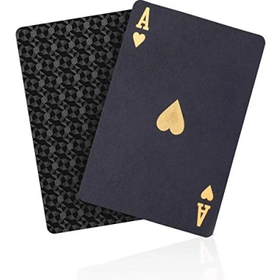 Bild av ACELION Coola spelkort i plast, kortlek med vattentäta kort poker för presentfest spel (svart diamant)