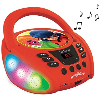 Bild av Lexibook, Miraculous Ladybug Cat Noir, Bluetooth CD spelare för barn, Bärbar, Mångfärgade ljuseffekter, Mikrofonuttag, Aux in uttag, AC eller batteridriven, Flickor, Pojkar, Röd, RCD109MI