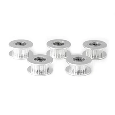Bild av Walfront 3D skrivartillbehör, 5 stycken 2GT aluminium Timing remskiva, 3 mm/5 mm borrhjul 16/20 tand eller tandlös för bältets bredd 6 mm/10 (W6 mm, 20T, Bore 5, tandlös)