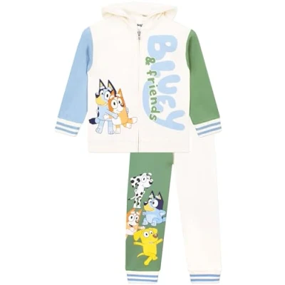 Bild av Bluey Träningsdräkt Pojkträningsdräkt Pojkar Joggers Och Hoodie Pojkkläder Set Crème 104