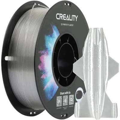 Bild av Creality CR PETG 3D utskriftsfilament, 1,75 mm, utmärkt seghet, hög precision, luktfritt, giftfritt, fuktsäkert, 1 kg (2,2 pund), glansigt filament för skrivare (klart)