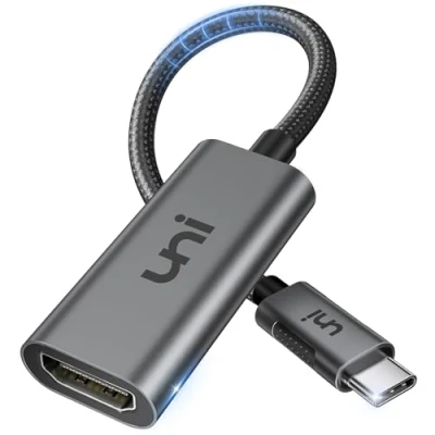 Bild av uni USB C till HDMI adapter [4K@60Hz], 60hz hög uppdateringsfrekvens, Thunderbolt 3 adapter, kompatibel med MacBook Pro, Air, iPad Samsung S10, Surface Book 2 och fler Grå