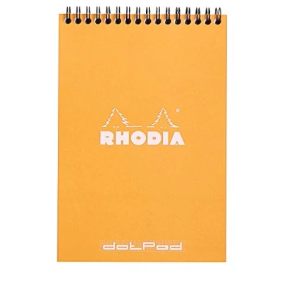 Bild av Rhodia 16503C Anteckningsblock Note Pad (med dubbel spiral, DIN A5, Dot Grid, 80 g, 14,8 x 21 cm, ark) 1 st orange