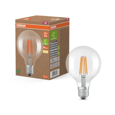 Bild av OSRAM LED Klasyczna lampa z żarnikiem w klasycznym kształcie kuli, przezroczystym szklanym, 3,8 W, oprawka E27, EEK A, 806 lm do oświetlenia ogólnego.