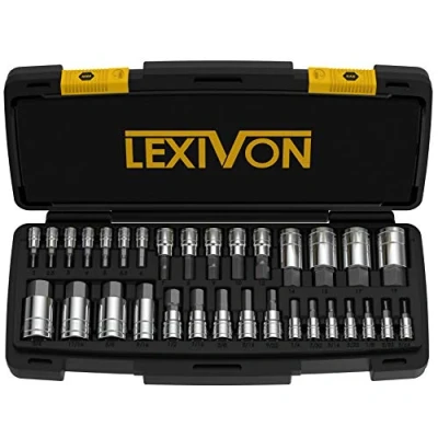 Bild av LEXIVON Master HEX Bituttagssats, Premium S2 Alloy Steel 32 delars komplett uppsättning, SAE &amp; metrisk Förbättrat förvaringsfodral (LX 144)