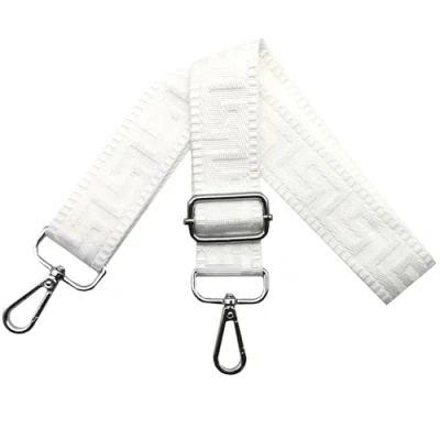 Bild av axelrem för väska väskremmar ombyte, justerbar väskrem bred 3,8 cm med silver karbinhake fickband bärrem handväskor dam, ren vit, K24