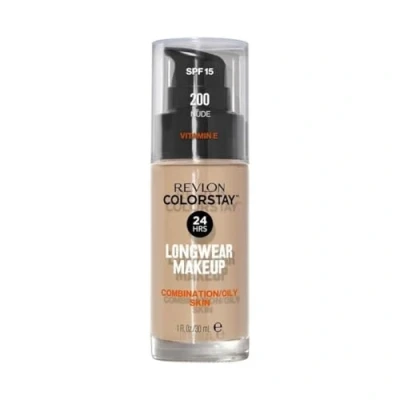 Bild av Revlon Colorstay Liquid Foundation Makeup för blandad hudfet hud SPF 15 långwear medium fullständig täckning med matt finish Nude 200 30 ml (1 pack)