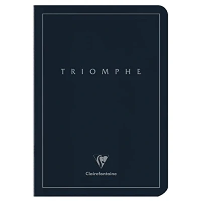 Bild av Clairefontaine 37126C Collection Triomphe PLATINUM Un Carnet Cousu Bleu Profond A5 14,8x21 cm 96 Pages Lignées Papier Ivoire 90 g Couverture Carte Pelliculage Mat avec Marquage Argent