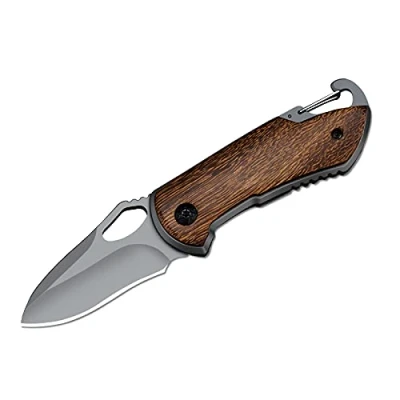Bild av Eil fällkniv trähandtag, jakt camping fickkniv, enhands liten kniv, enhandskniv utomhus mini litet fickverktyg bälteskniv