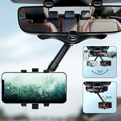 Bild av Kyduu Universell bilhållare, Bil telefonhållare, 360 Rotation Universal Mobile Phone Holder, backspegel Mobiltelefonhållare för bil, Degree Swivel and Retractable Car Holder