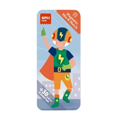 Bild av APLI Kids 19709 Magnetic Mix &amp; Match, Magnetiskt Superhjälte modellspel, Kläder, Perfekt för Resor.