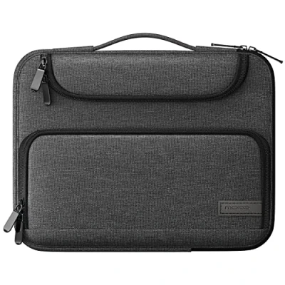 Bild av MoKo 9 11 Inch Tablet Sleeve Case, Fits iPad air 5 10.9&quot; 2022, Pro M2 2022 2018, 9/8/7th Gen 10.2, Tab S8 11&quot;, Waterproof Polyester Bag with Double Pockets, Retractable Handle, Black&amp;Gray