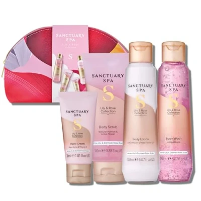 Bild av Sanctuary Spa Lily and Rose kollektion presentpaket, vegan, för kvinnor, födelsedag, kropp och bad set